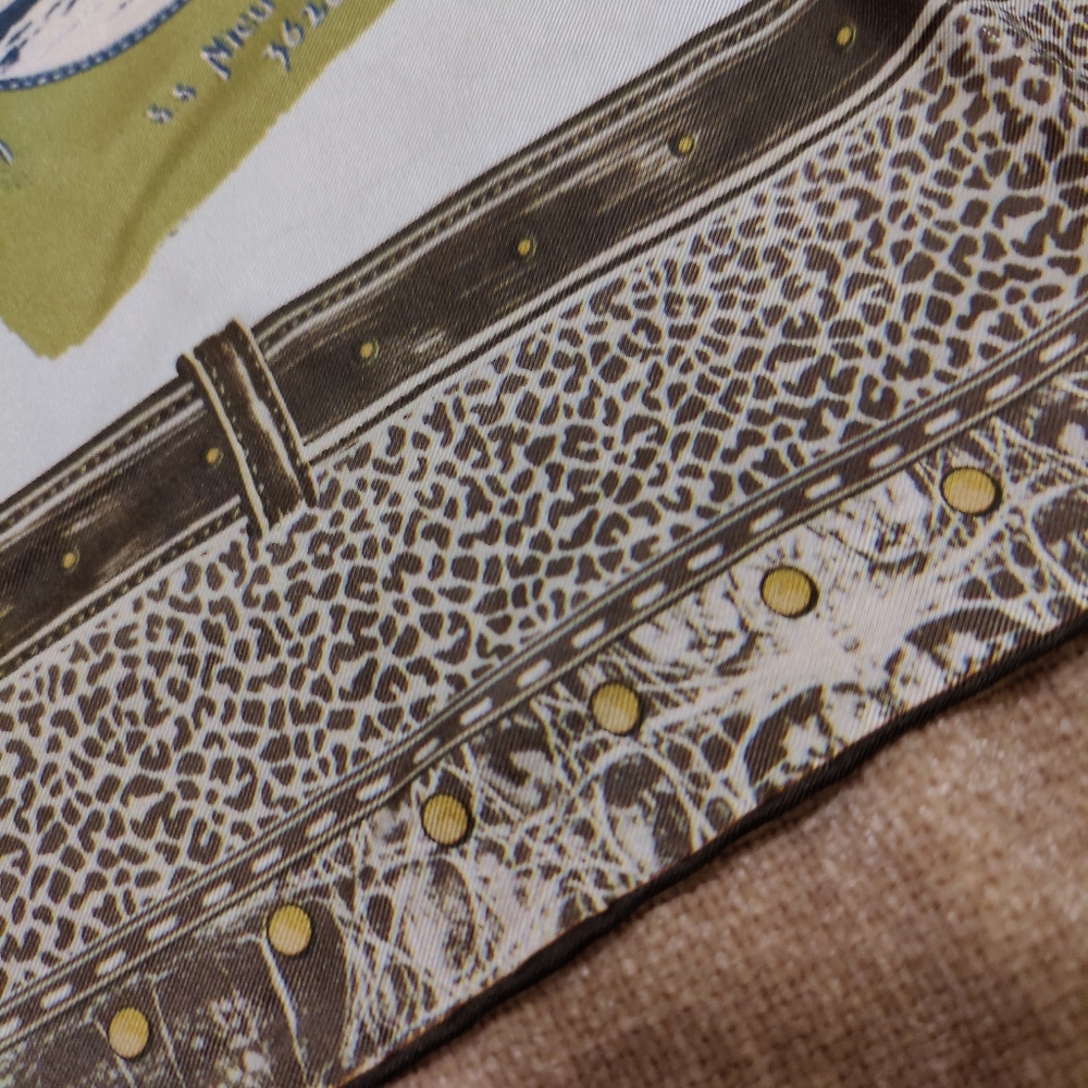 Vintage Talbot's Travel Postcards Luggage Themed Print Silk Scarf, 17" X 66" - Picture 6 of 8